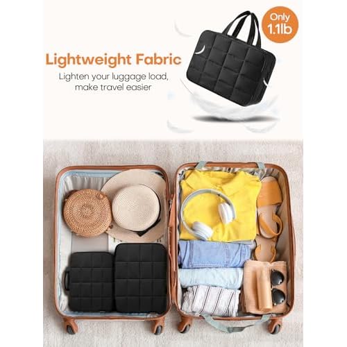 Travel Toiletry Bag with Separate Jewelry Organizer, Water-resistant Makeup Bag with Hanging Hook, Large Capacity Travel Organizer for Toiletries, Cosmetic, Vacation Essentials - Large