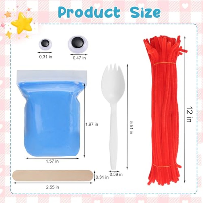 100 Pcs Fork Craft Kit with Clay, Googly Eyes & Popsicle Sticks