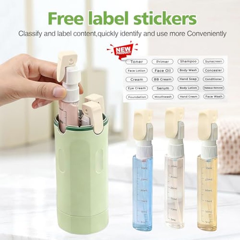 4-Pack 30ML Travel Bottles, Leak-Proof Pump Dispenser