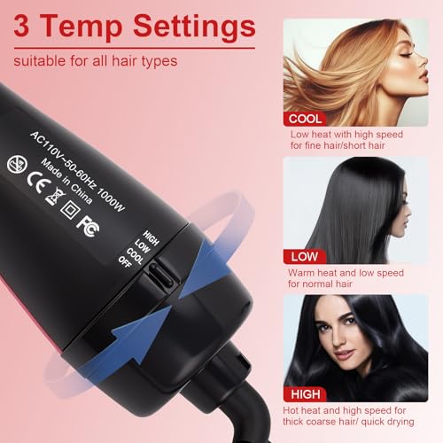Blow Dryer Brush 3-in-1 Hot Air Paddle Straightener