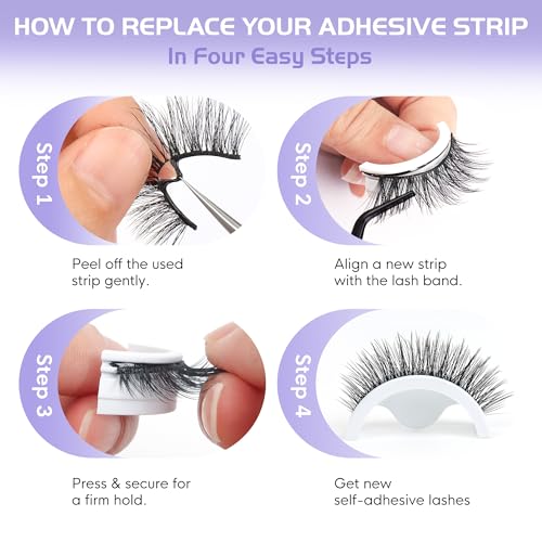 Self-Adhesive False Eyelashes - No Glue Needed, 5 Pairs