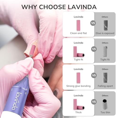Lavinda 80-Piece Extra Fine Sanding Bands for Nail Drill - 240 Grit