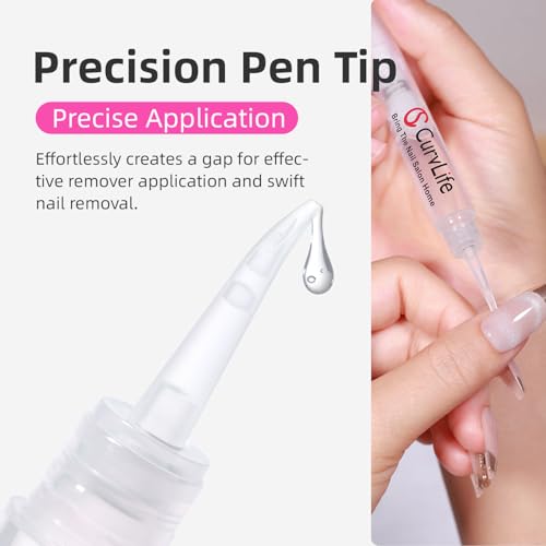 CurvLife 3-in-1 Press On Nail Glue Remover Pen - Acetone Free, 2 Pack