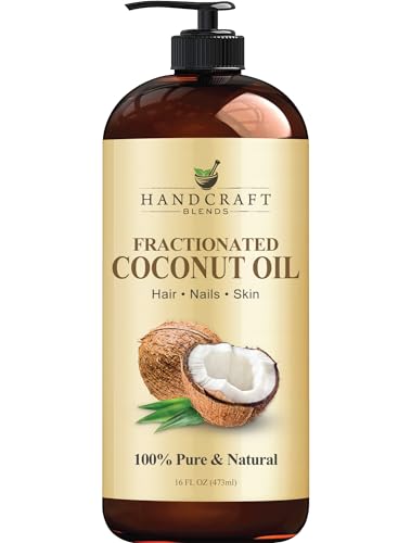 Handcraft Blends Fractionated Coconut Oil - 100% Pure & Natural Premium Grade Coconut Carrier Oil for Essential Oils, Massage Oil, Moisturizing Hair Oil & Body Oil - 16 fl. Oz