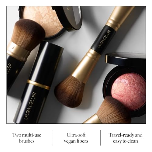 Laura Geller Face It All 2pc Vegan Makeup Brush Set - Kabuki & Dual-Ended