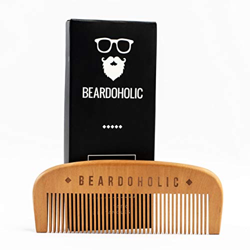 Beardoholic Beard Comb With a Gift Box ? Wide Teeth ? Anti-Static, Eliminates Tangles and Keeps Your Beard Neat and Tidy ? 5.31 x 1.96 IN Handmade 100% Pearwood Design