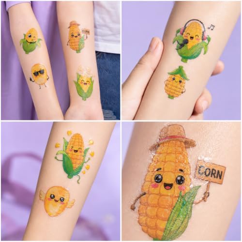 96 PCS Corn Temporary Tattoos - Party Favors & Classroom Prizes