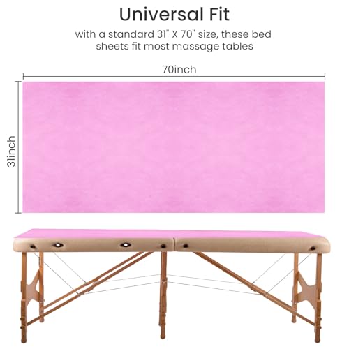 50 PCS Massage Table Sheets Pink - 31'' x 70'' Disposable Bed Covers for Spa and Salon - Soft and Hygienic Disposable Sheets for Professional Use, Ideal for Massage Therapy Tables