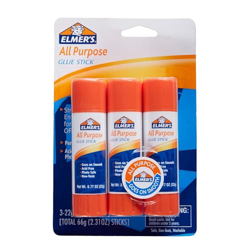 Elmer's All Purpose Glue Sticks, Washable, 22 Grams, 3 Count