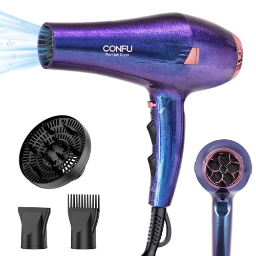 CONFU Professional Ionic Hair Dryer - 1875W Fast Drying with Diffuser