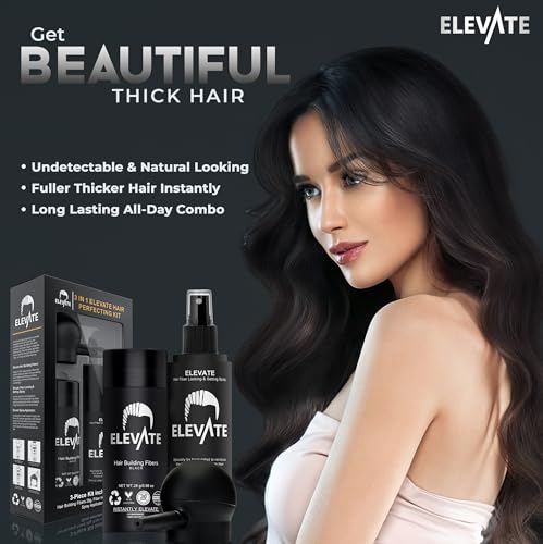 Elevate Hair Thickening Fibers 3-in-1 Kit with Spray & Setting Spray