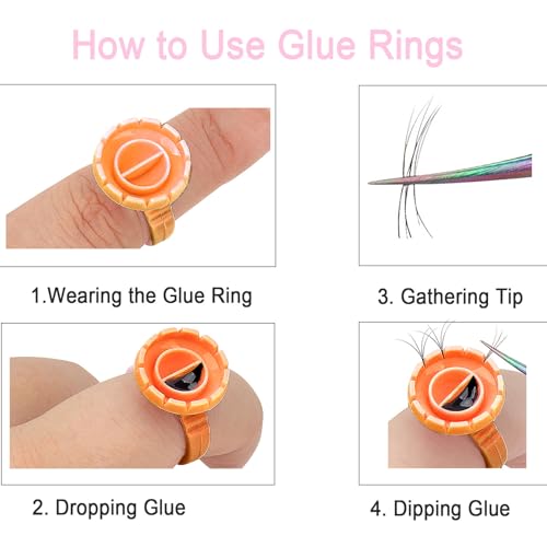 Gold Eyelash Glue Rings - 300PC Disposable Lash Extension Cups