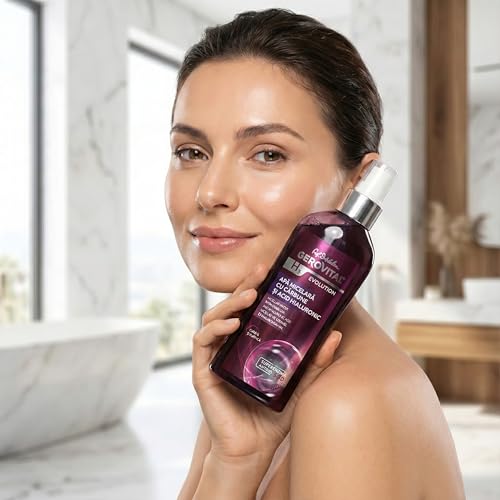 Gerovital EVOLUTION Micellar Water with Hyaluronic Acid and Charcoal, Skin Cleanser and Toner, Hydrating Makeup Remover for All Skin Types, 150 ml