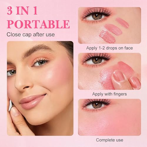 Aztk Liquid Blush, Jelly Color Liquids Blushes with Sponge Head, Matte Nude Makeup Blusher Cream, Lasting, Lightweight, All-day Moisturizing and Smooth, Self-Contained Brush, Portable Makeup (JC06)