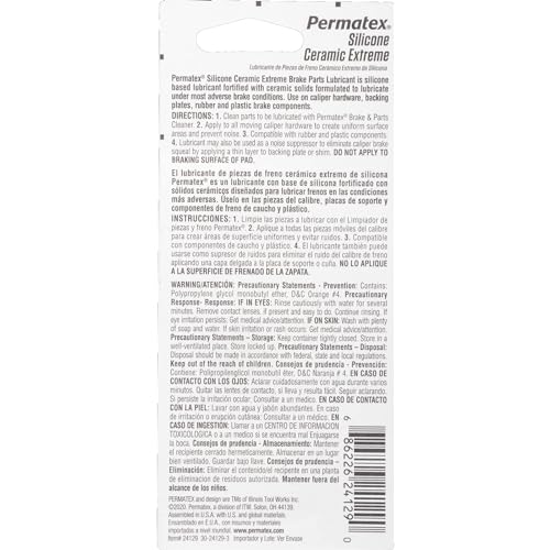 Permatex 24129 Silicone Extreme Brake Parts Lubricant, 0.5 fl. oz. (Pack of 2)