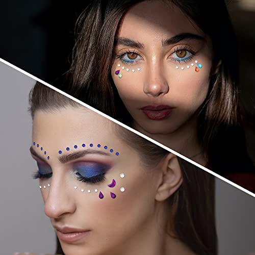 Festival Face Gems Stickers - 9 Sheets Self-Adhesive Rhinestones