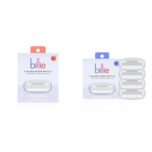 Billie Women's Razor Refill Blades 5-Blade Cartridges - 8 Count and 4 Count Bundle