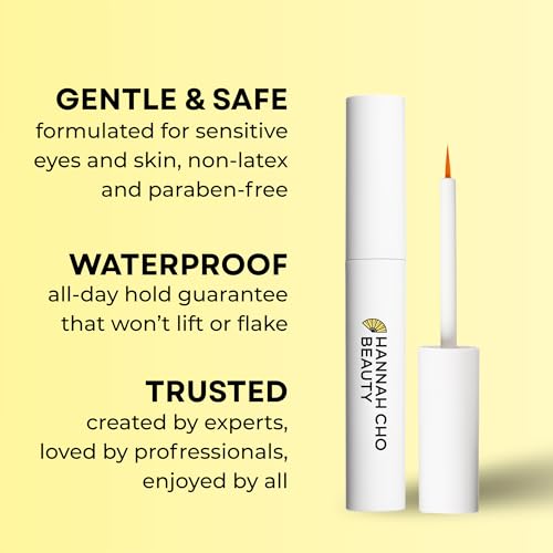 Clear Lash Adhesive Safe for Sensitive Eyes - Best Strip False Lash Glue - Invisible Comfortable Waterproof All Day Hold - Hannah Cho Beauty