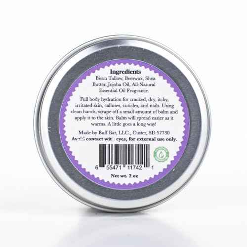BUFF BAR Pure Bison Tallow Balm, Lavender Mint, 4 Pack - All Purpose, Hydrating, Naturally Derived, Mild Scent, Replaces Lotion, For Cracked, Dry, Itchy, Irritated Skin, Essential Oil