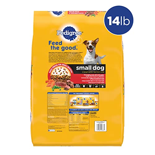 Pedigree Complete Nutrition Adult Small Dog Dry Dog Food, Grilled Steak and Vegetable Flavor, 14 lb. Bag