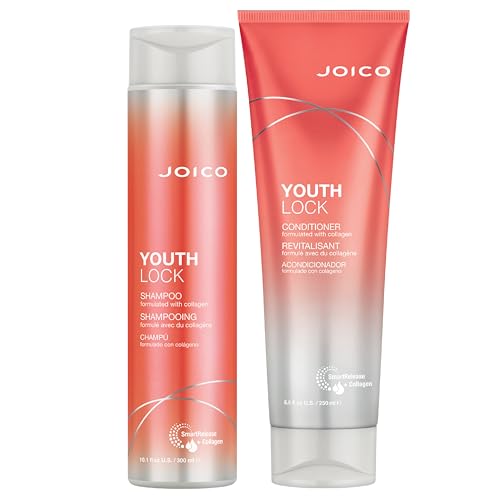 Joico YouthLock Shampoo and Conditioner Formulated With Collagen | Youthful Body & Bounce | Reduce Breakage & Frizz | Soften & Detangle Hair | Boost Shine | Sulfate Free | With Arginine