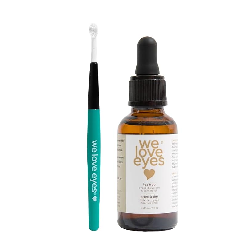 We Love Eyes Natural Tea Tree Eyelid Cleansing Oil & Scrub Brush Kit