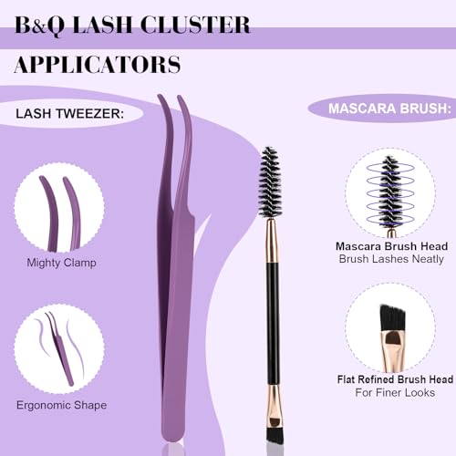 Lash Extension Kit 192 pcs Eyelash Extension Kit B02+B07 8-18mm Mixed Lash Clusters Kit Individual Lashes Kit Wispy with Lash Glue and Remover Applications Eyelash Kit (B02+B07, Kit)