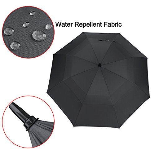 G4Free 62 Inch Automatic Open Golf Umbrella Extra Large Oversize Double Canopy Vented Windproof Waterproof Stick Umbrellas(Dark Green)