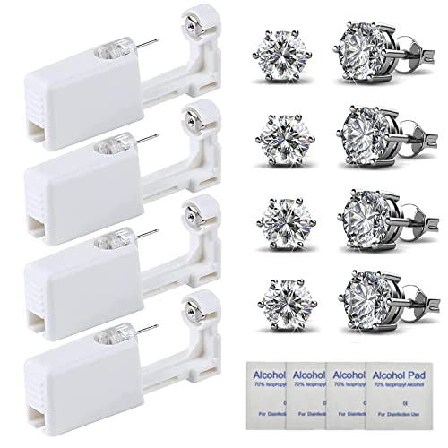 Ear Piercing Kit - 4 Pack Self-Piercing Gun with 5mm Studs