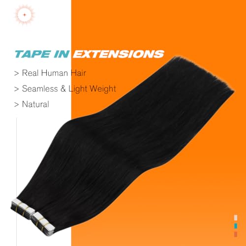 Sunny Hair Tape in Extensions Remy Human Hair 22" Jet Black 20Pcs