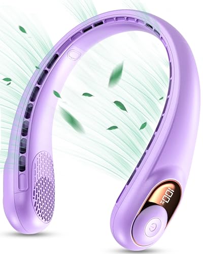 KIDEE Neck Fan, Bladeless Neck Fans Portable Rechargeable, Upgrade 360° Airflow, 3 Speeds, Headphone Design, 4000mAh Battery Operated Personal Wearable Fan Hands Free for Travel Indoor Outdoor