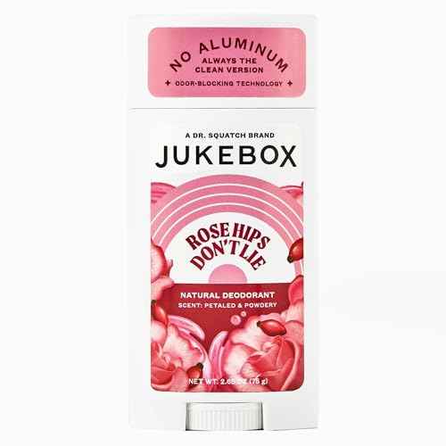 JUKEBOX Natural Deodorant for Women?Rose Hips Don't Lie Scent-Aluminum-Free, No Baking Soda, No Harsh Chemicals, Odor Blocking Technology, Rose, Praline, Lemon Zest-a Dr. Squatch Brand-2.65oz