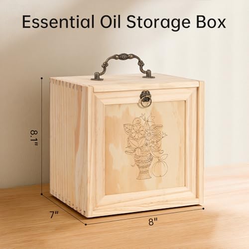TORIBIO Wooden Essential Oil Storage Box for 40 Bottles