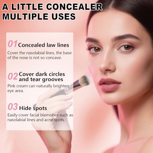 Pink Under Eye Brightener Concealer with Brush