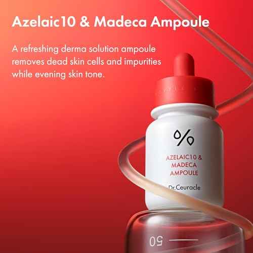 Dr.Ceuracle Azelaic Acid 10 & Madecassoside Ampoule - Redness Relief and Soothing Serum for Sensitive Skin and Blemish-Prone Spot Care, Korean Skincare