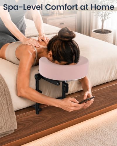 Massage Headrest for Bed Adjustable Height Face Cradle - Pink (CALZORO)