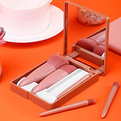 COSHINE 5-Piece Travel Makeup Brush Set with Mirror