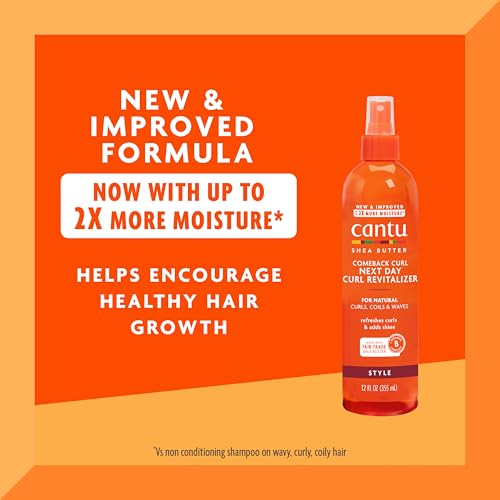 Cantu Comeback Curl Next Day Curl Revitalizer for Natural Hair with Pure Shea Butter, 12 fl oz (Pack of 3)