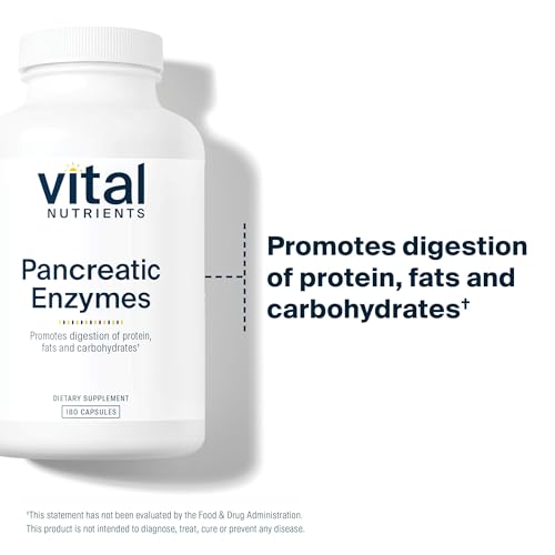 Vital Nutrients Pancreatic Enzymes 1000mg Digestive Supplement - 180 Capsules