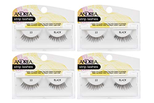 Andrea False Lashes Style 53 - Natural Black Strip Lashes, 4 Pairs