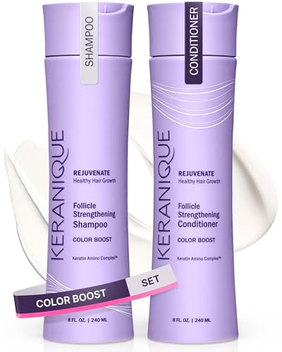 Keranique Color Boost Shampoo & Conditioner Set for Color-Treated Hair, Sulfate-Free with UV Protection