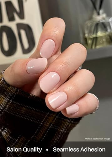 ohora Semi Cured Gel Nail Strips N Cream Light - Nude, Long Lasting, Salon-Quality