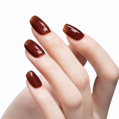 MAYCHAO Jelly Sheer Gel Nail Polish - Translucent Amber Tortoise (15ml)