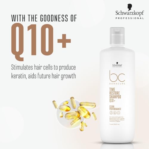 Schwarzkopf BC Bonacure Time Restore Micellar Shampoo Q10+, 33.8 Ounce | 1L
