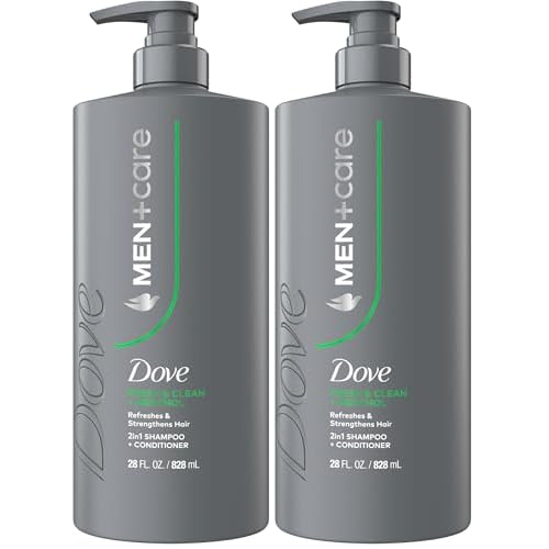 DOVE MEN + CARE Shampoo 1 count Fresh + Clean for Hair Refreshing & Strengthening, with Menthol, 28 fl oz (Pack of 2)