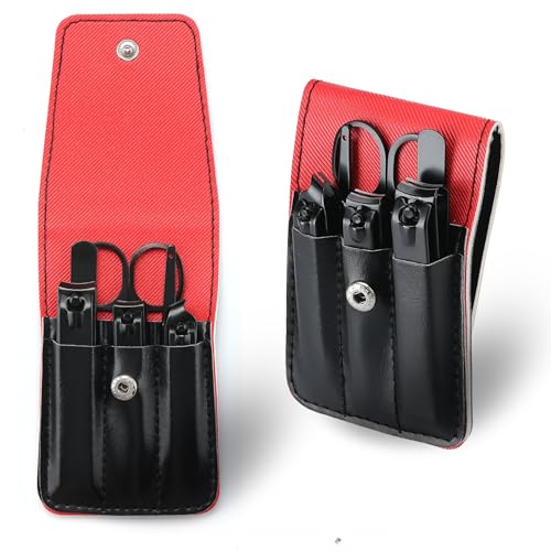 Men's Nail Clipper Set - Travel Grooming Kit in PU Leather Case