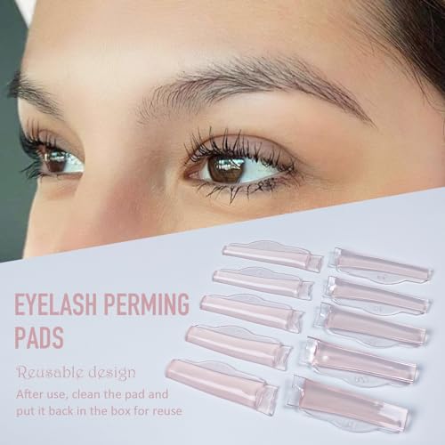 Troocolor Lash Lift Pads, 10Pcs Reusable Soft Lash Lift Shield Gluelree for Lash Lift Kit Self-Adhesive Ancillary Eyelash Curler, pink