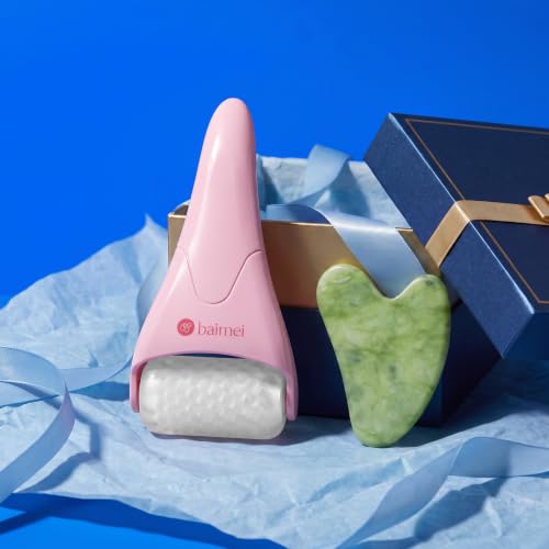 Pink Ice Roller & Gua Sha Set for Face & Migraine Relief - BAIMEI IcyMe