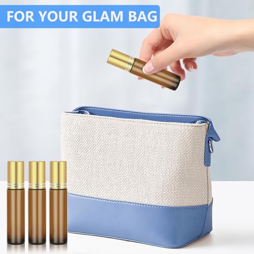 Glass Essential Oil Roller Bottles Set - 4 Pack, 10ml Portable Aromatherapy Containers