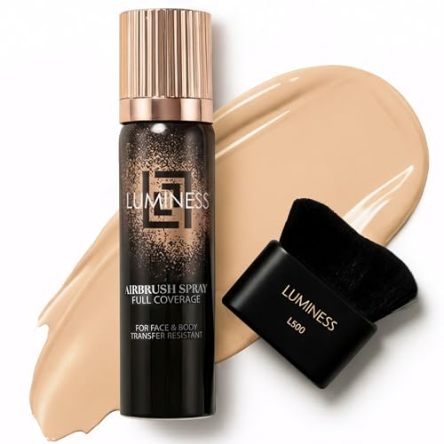 LUMINESS Waterproof Body Coverage Foundation with Kabuki Brush - 18-Hour Tattoo Concealer